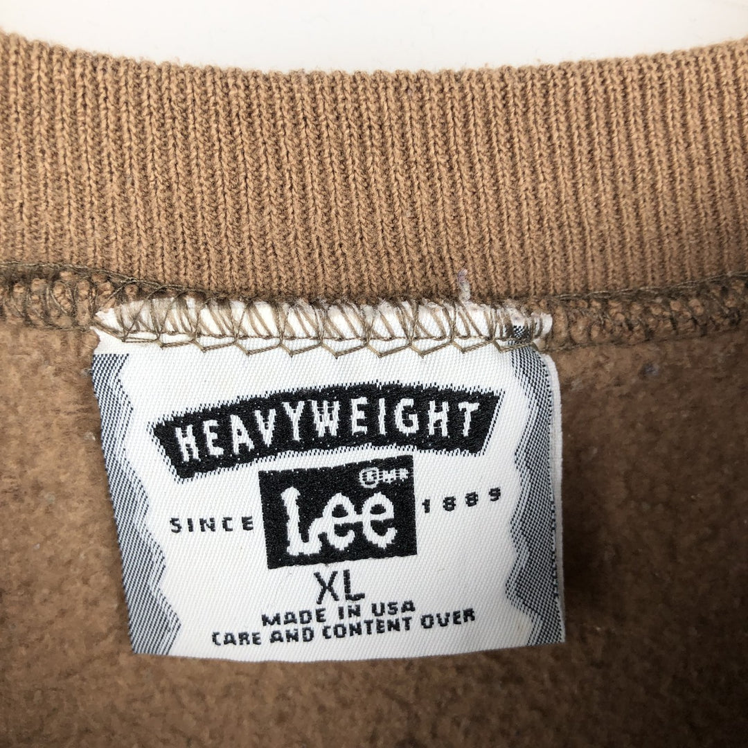Vintage 90'S Lee Heavyweight Blank Sweatshirt, Made in USA, Men's Size XL cotton beige type brown Vintage Second Hand