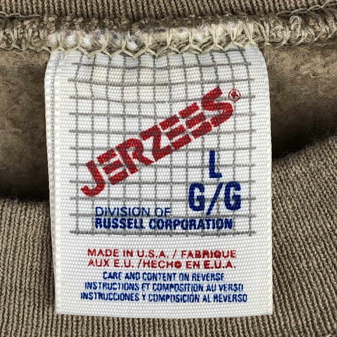 90'S Jerzees Plain Blank Sweatshirt Trainer Made in USA Men's Size L Vintage cotton Beige type Vintage Second Hand