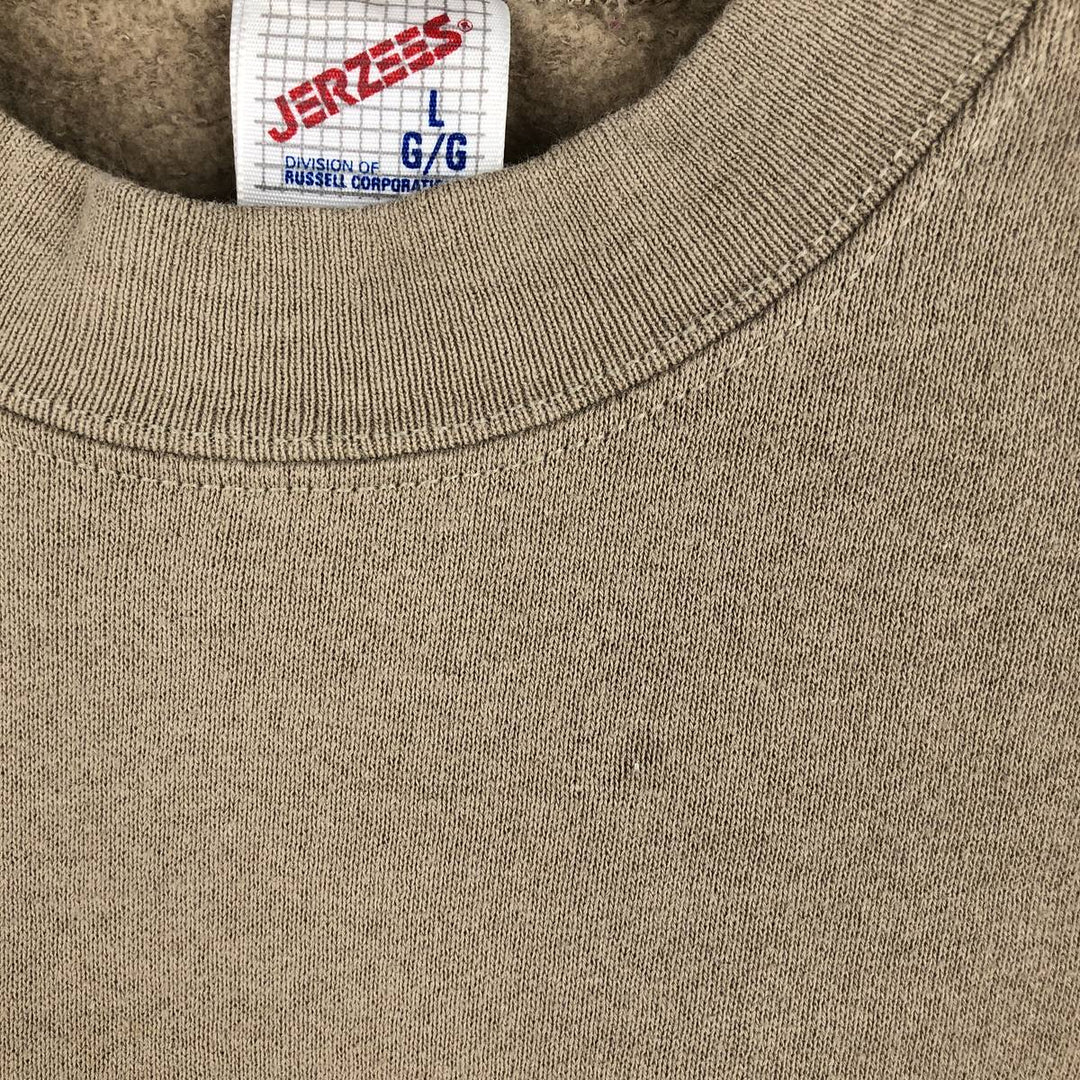 90'S Jerzees Plain Blank Sweatshirt Trainer Made in USA Men's Size L Vintage cotton Beige type Vintage Second Hand