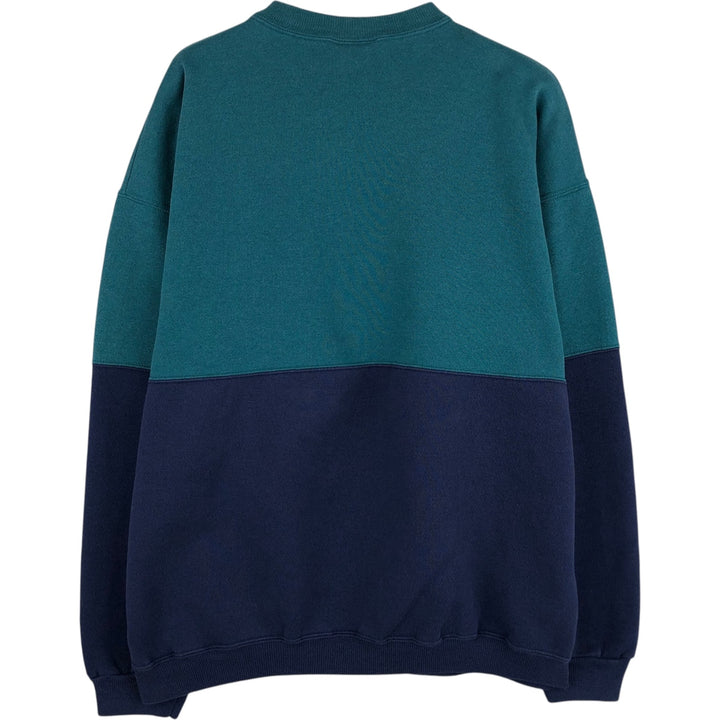 90'S Hanes Two-Tone Plain Blank Sweatshirt, Made in USA, Men's XL equivalent, Vintage cotton Emerald green Vintage Second Hand