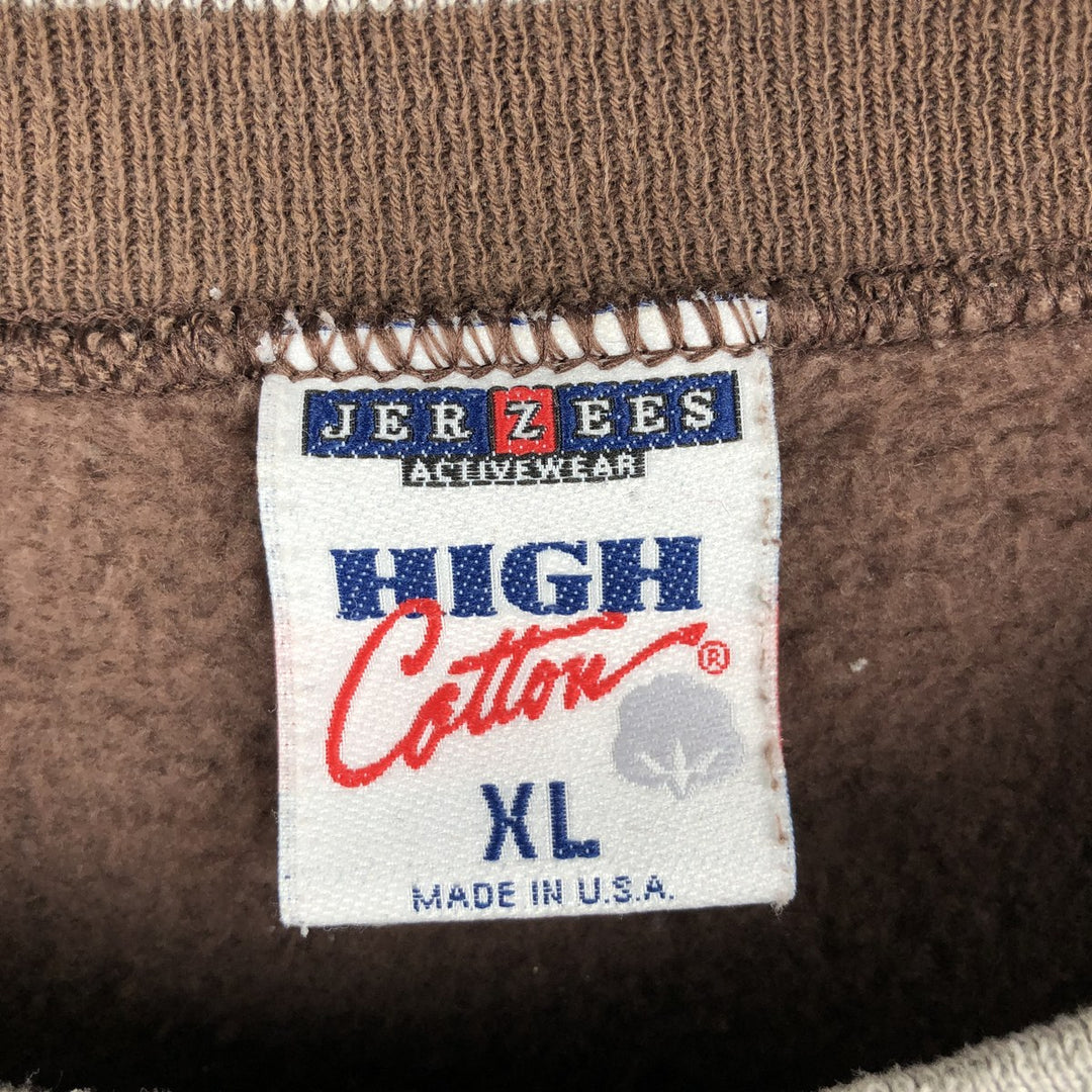 90'S Jerzees HIGH Cotton Plain Blank Sweatshirt, Made in USA, Men's XL equivalent, Vintage cotton chocolate Vintage Second Hand