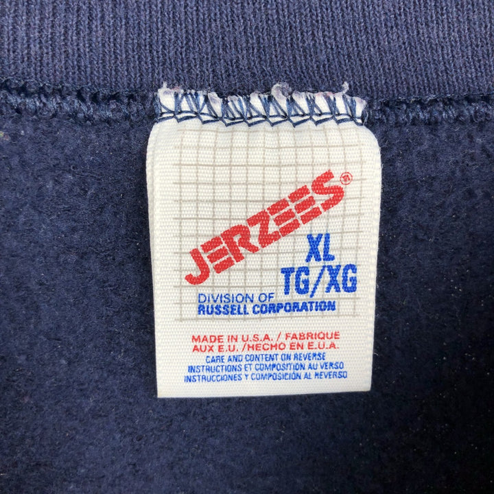90'S Jerzees Plain Blank Sweatshirt Trainer Made in USA Men's XL Vintage cotton navy blue type Vintage Second Hand