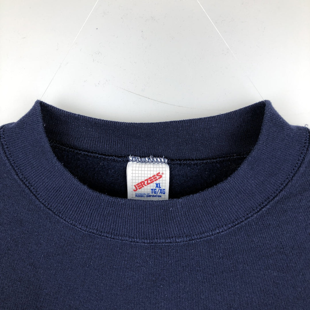 90'S Jerzees Plain Blank Sweatshirt Trainer Made in USA Men's XL Vintage cotton navy blue type Vintage Second Hand