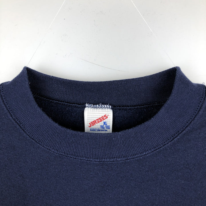 90'S Jerzees Plain Blank Sweatshirt Trainer Made in USA Men's XL Vintage cotton navy blue type Vintage Second Hand