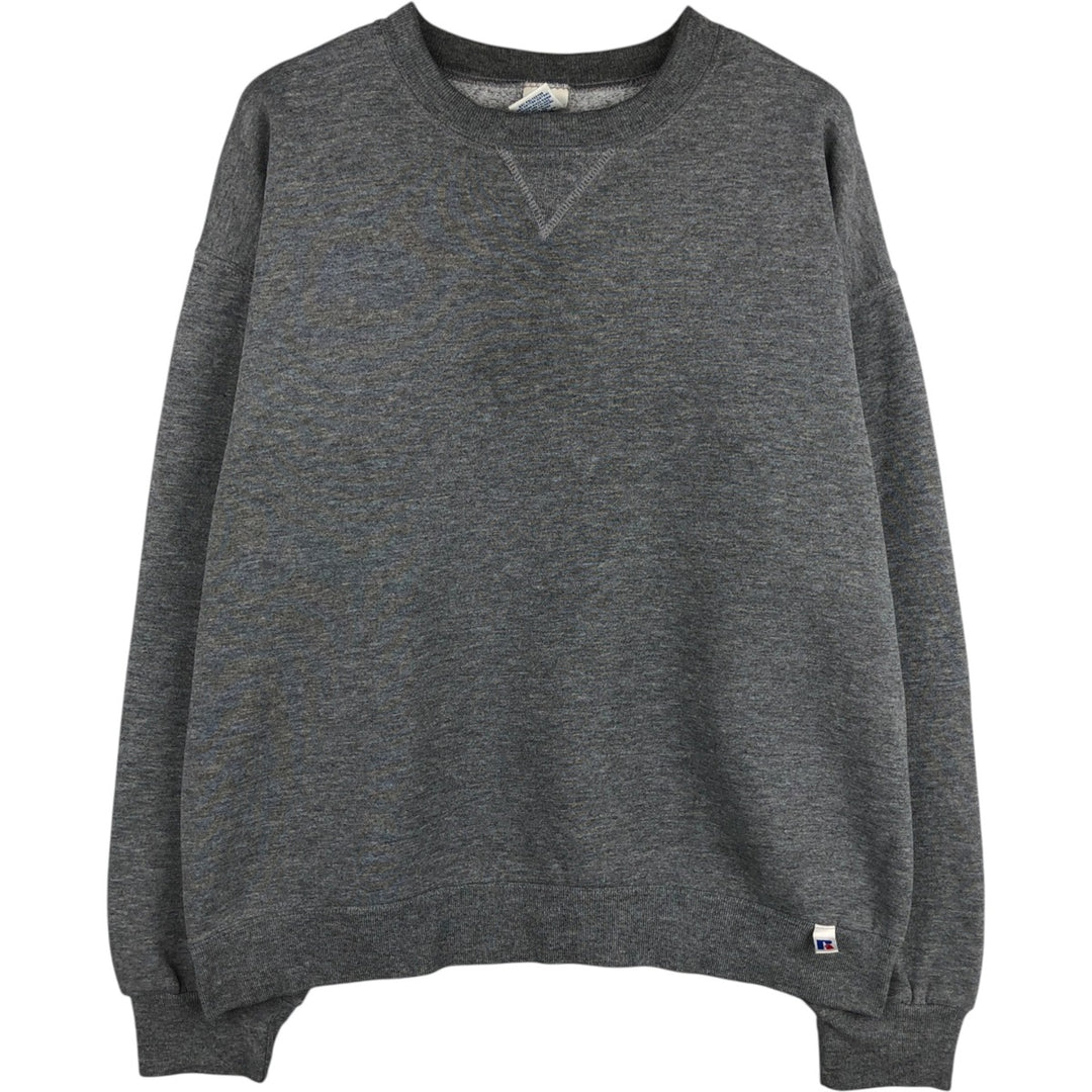 Russell Blank Sweatshirt (Men's Size L equivalent) with Front V-gusset polyester gray type Vintage Second Hand