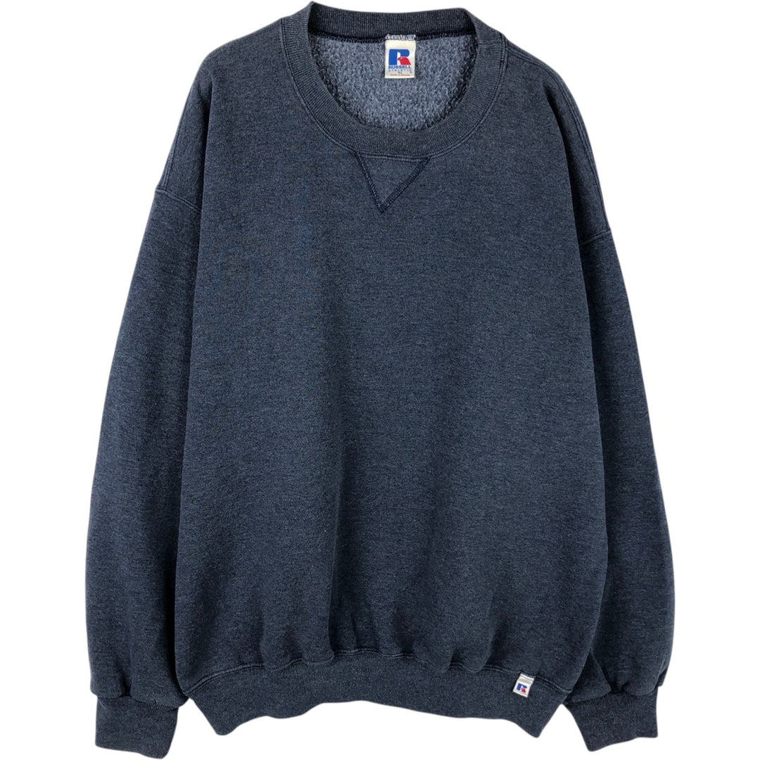 90'S Russell Athletic Plain Blank Sweatshirt, Men's Size XL (Equivalent), Vintage cotton navy blue type Vintage Second Hand