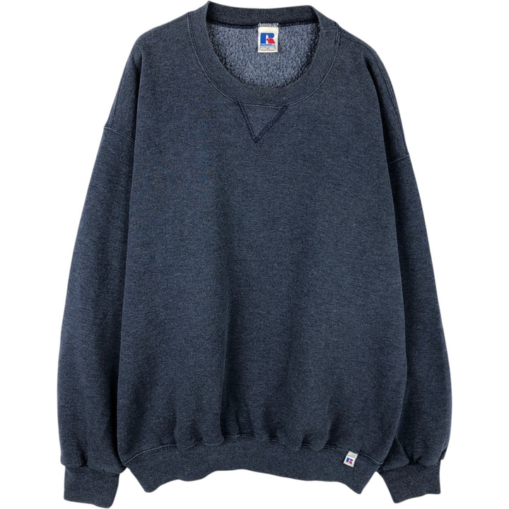 90'S Russell Athletic Plain Blank Sweatshirt, Men's Size XL (Equivalent), Vintage cotton navy blue type Vintage Second Hand