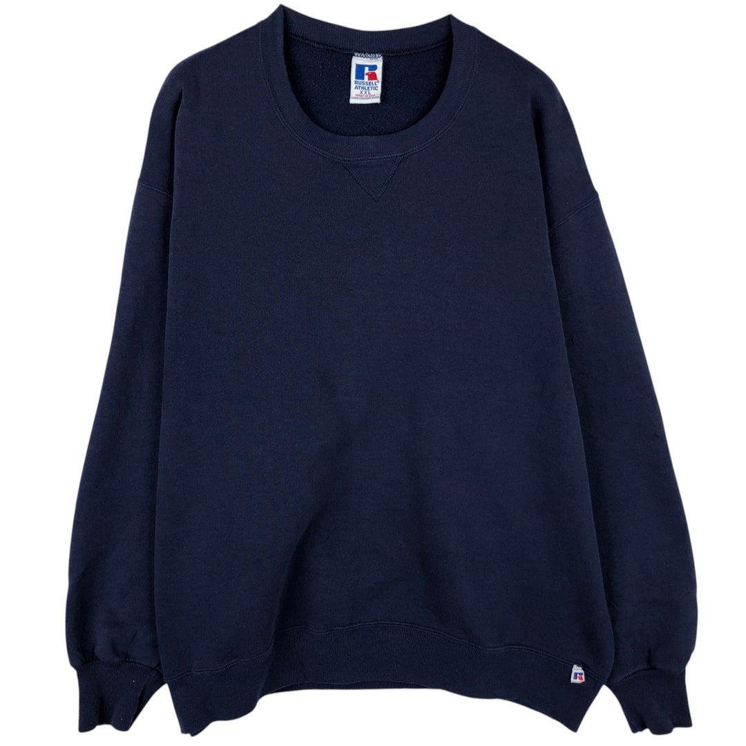 Vintage 90'S Russell ATHLETIC blank sweatshirt, made in the USA, men's size XXL. polyester navy blue type Vintage Second Hand