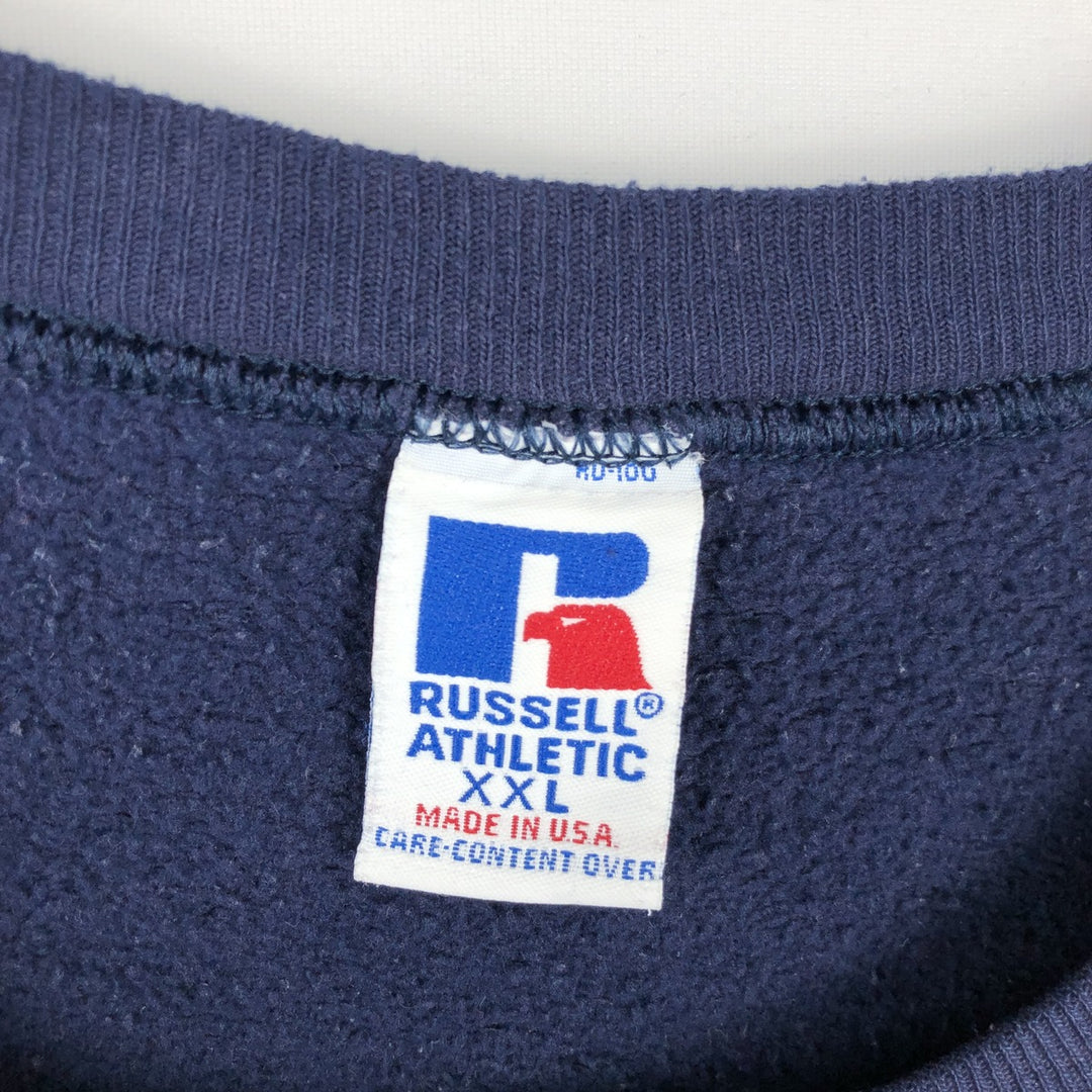 Vintage 90'S Russell ATHLETIC blank sweatshirt, made in the USA, men's size XXL. polyester navy blue type Vintage Second Hand