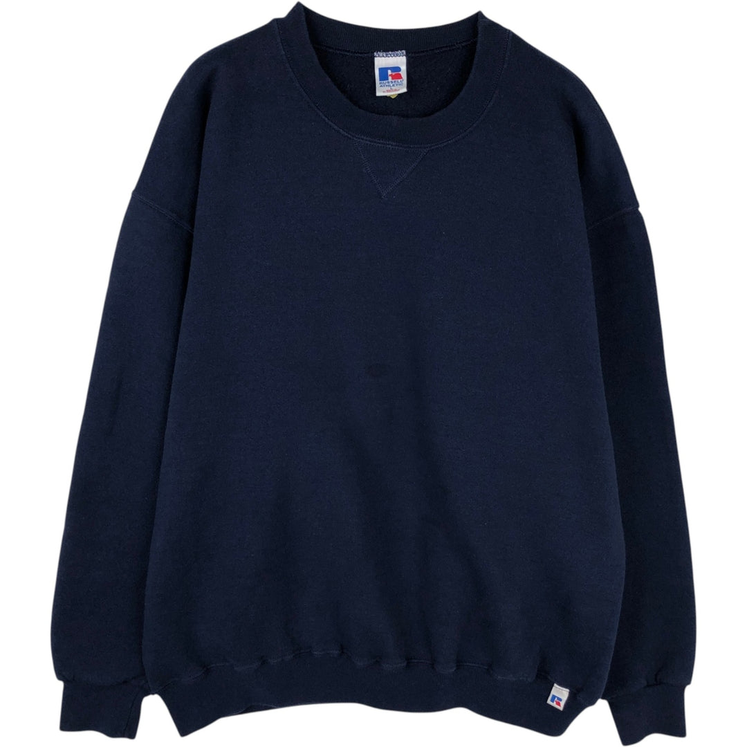 90'S Russell Athletic plain blank sweatshirt, men's size L equivalent, vintage. cotton navy blue type Vintage Second Hand