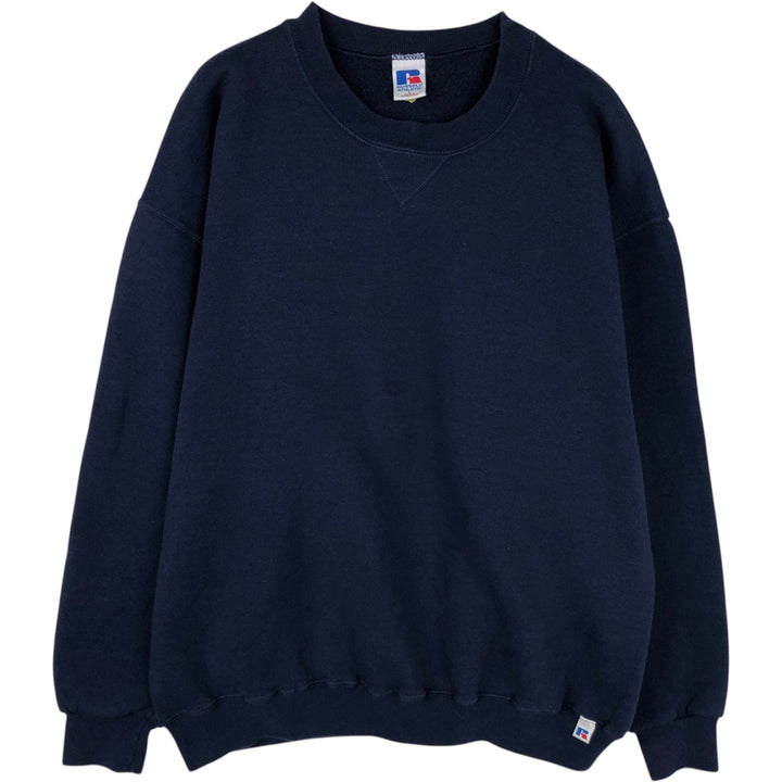 90'S Russell Athletic plain blank sweatshirt, men's size L equivalent, vintage. cotton navy blue type Vintage Second Hand