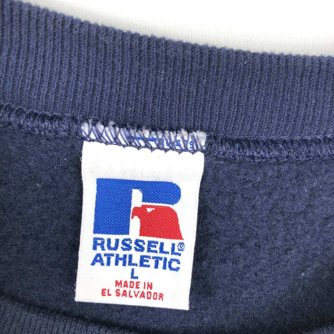 90'S Russell Athletic plain blank sweatshirt, men's size L equivalent, vintage. cotton navy blue type Vintage Second Hand