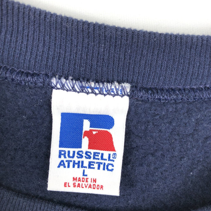90'S Russell Athletic plain blank sweatshirt, men's size L equivalent, vintage. cotton navy blue type Vintage Second Hand