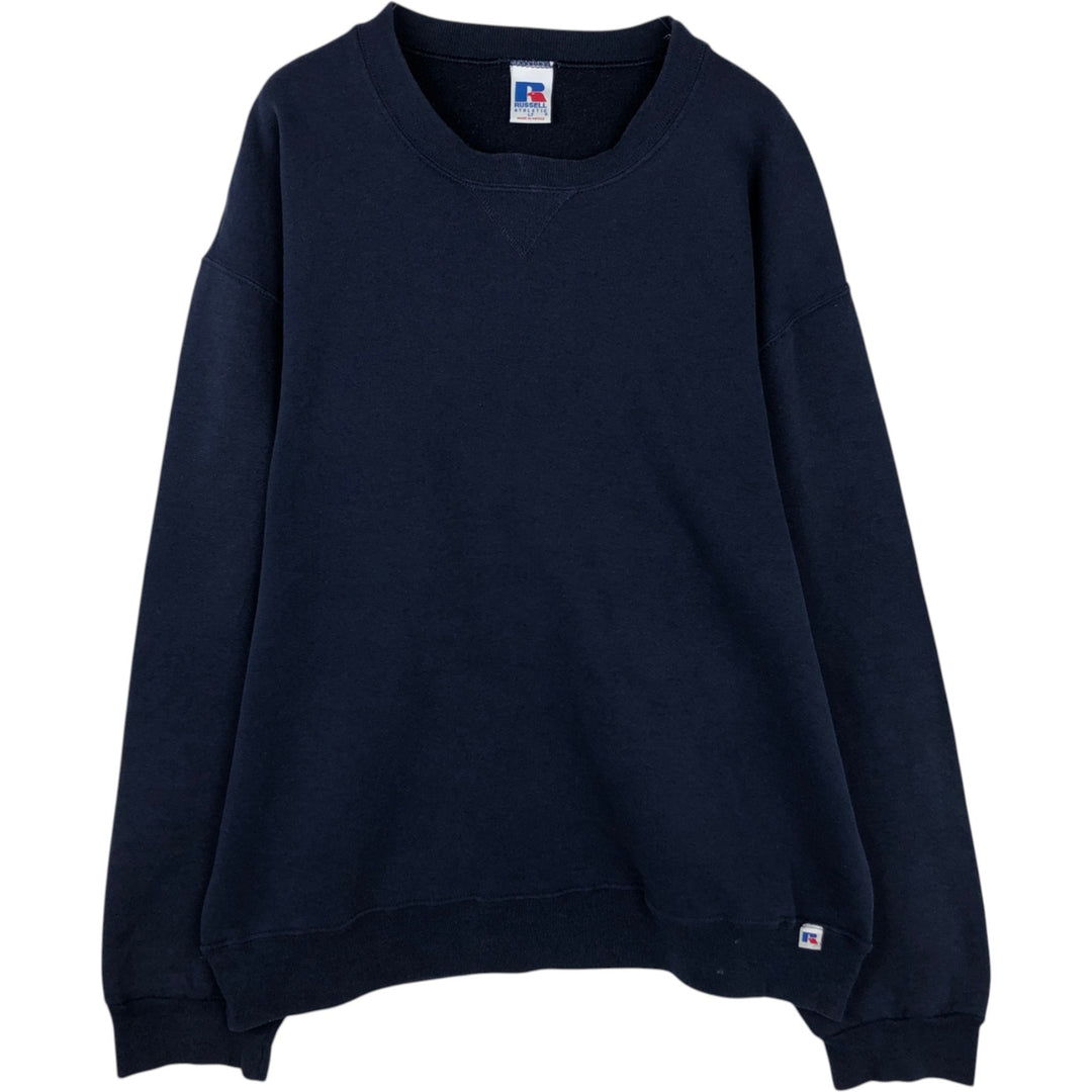 90'S Russell Athletic plain blank sweatshirt, men's size L equivalent, vintage. cotton navy blue type Vintage Second Hand
