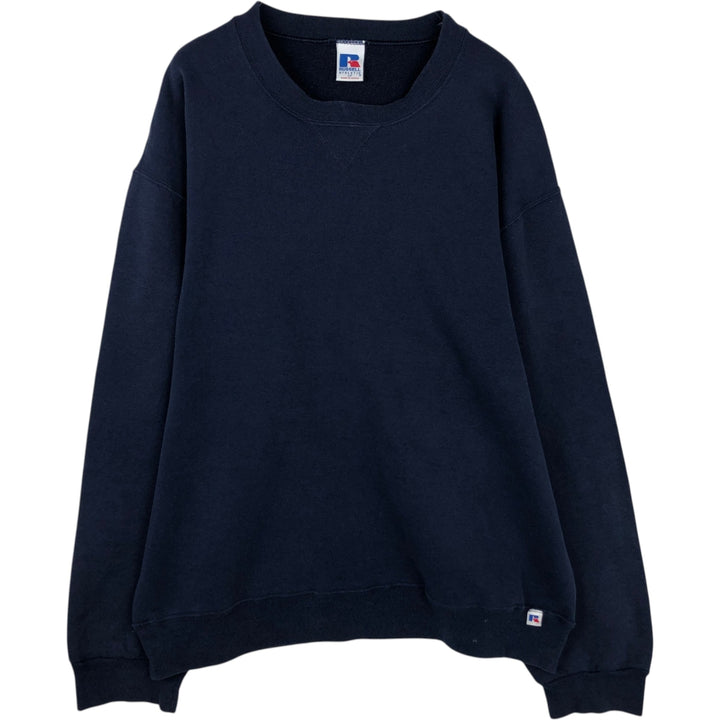 90'S Russell Athletic plain blank sweatshirt, men's size L equivalent, vintage. cotton navy blue type Vintage Second Hand