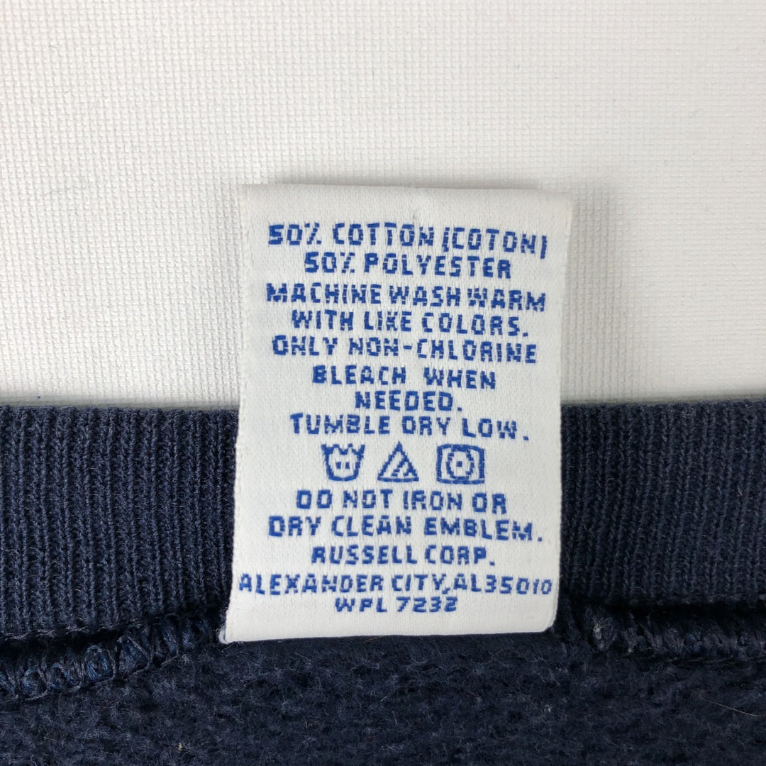 90'S Russell Athletic plain blank sweatshirt, men's size L equivalent, vintage. cotton navy blue type Vintage Second Hand