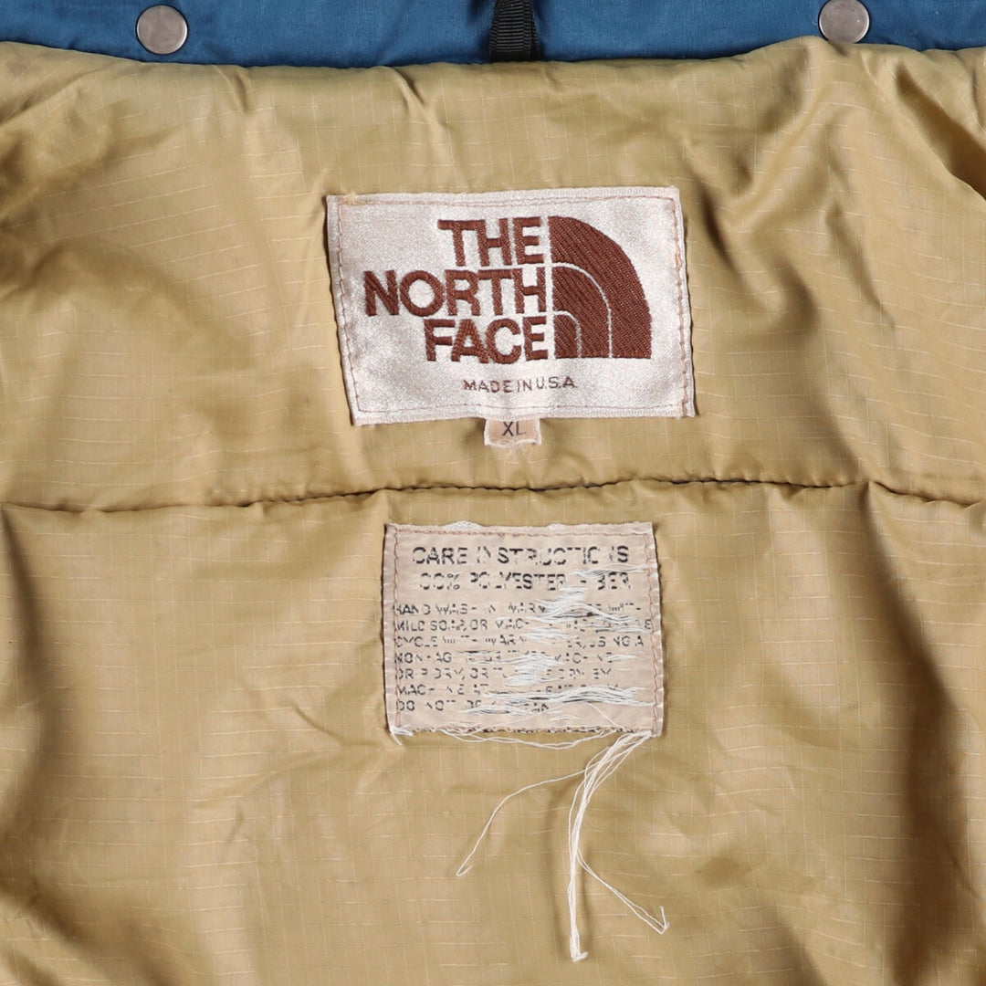 Vintage 1980'S The North Face puffer jacket with brown tag, made in the USA, men's size XL Polyester (insulation) blue type Vintage Second Hand
