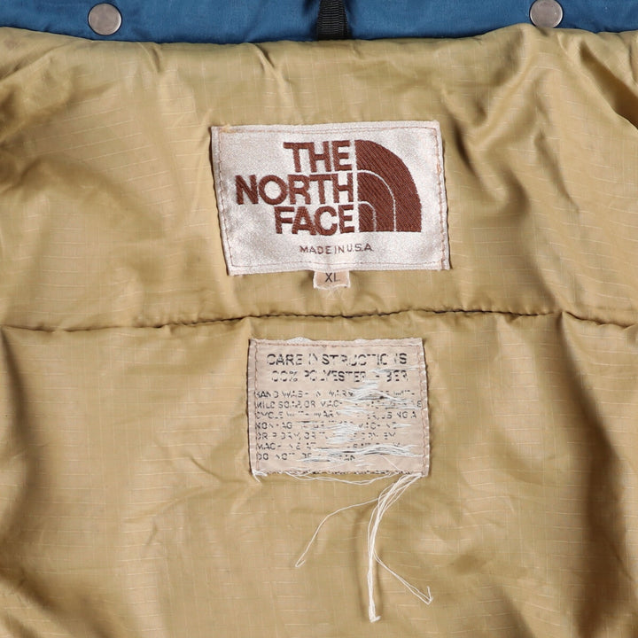 Vintage 1980'S The North Face puffer jacket with brown tag, made in the USA, men's size XL Polyester (insulation) blue type Vintage Second Hand