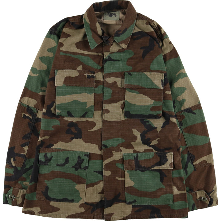 90'S US Military Genuine Camouflage Pattern Woodland Camo BDU Military Jacket Made in USA MEDIUM-LONG Men's M equivalent Vintage /eaa513602