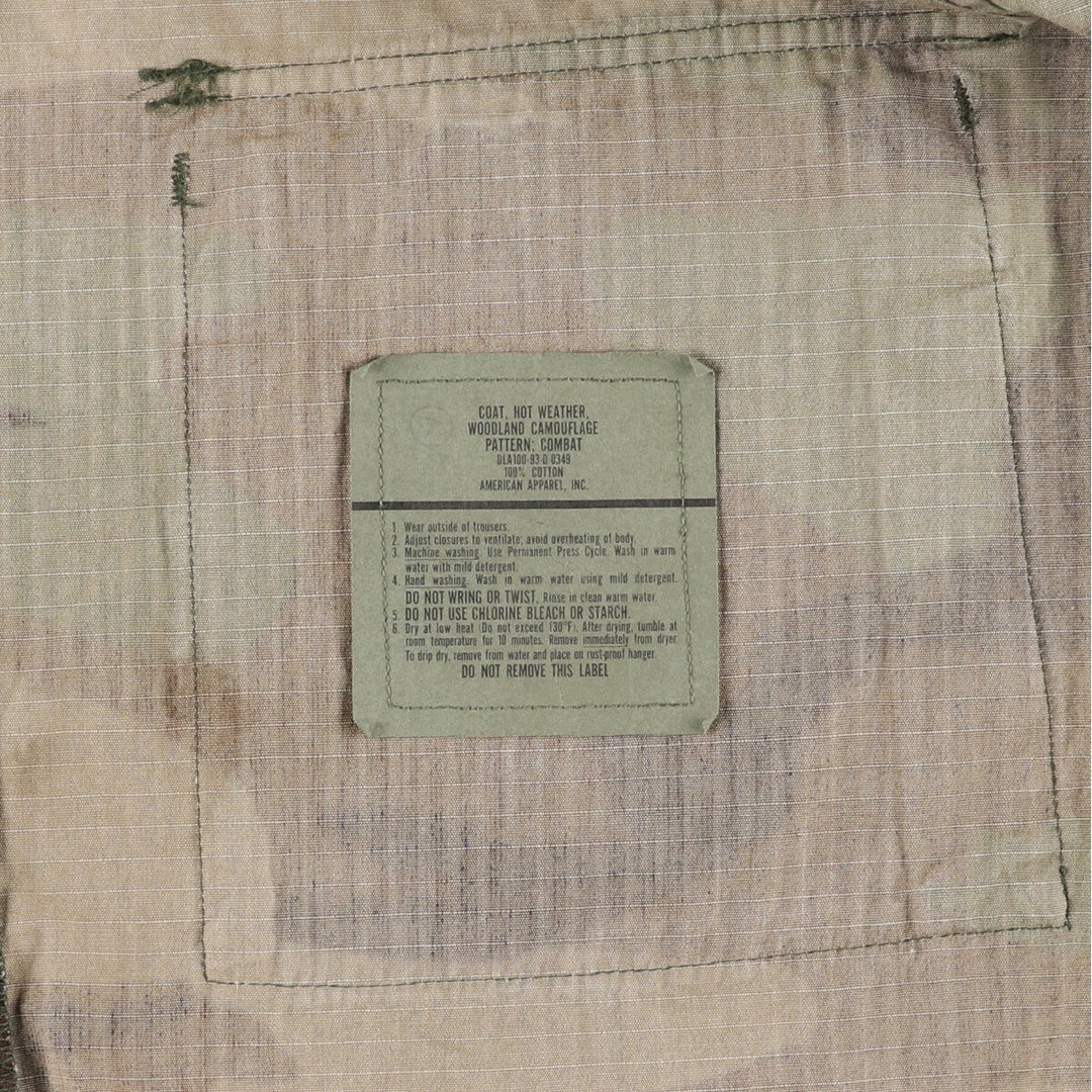 90'S US Military Genuine Camouflage Pattern Woodland Camo BDU Military Jacket Made in USA MEDIUM-LONG Men's M equivalent Vintage /eaa513602