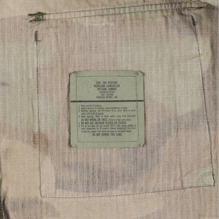 90'S US Military Genuine Camouflage Pattern Woodland Camo BDU Military Jacket Made in USA MEDIUM-LONG Men's M equivalent Vintage /eaa513602