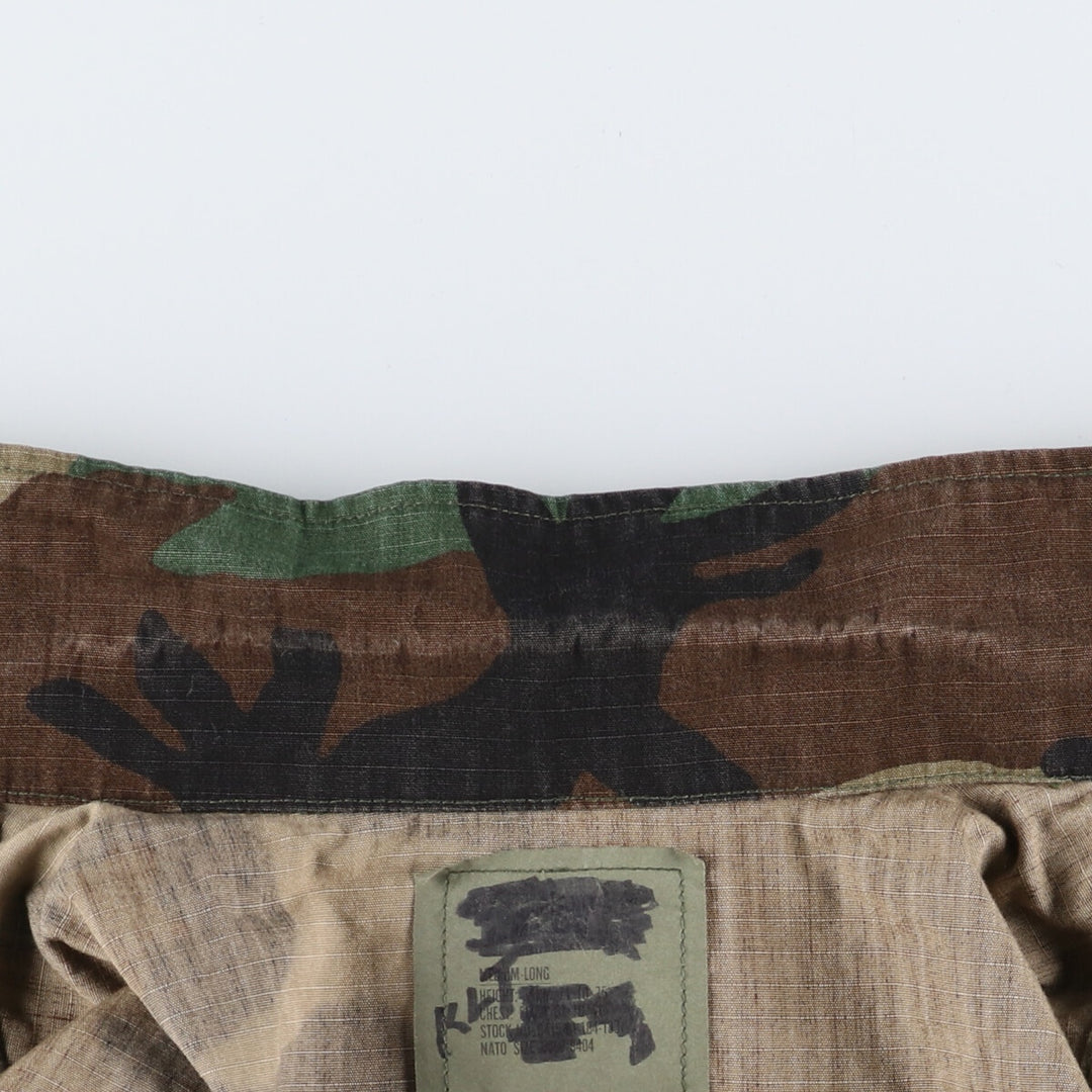 90'S US Military Genuine Camouflage Pattern Woodland Camo BDU Military Jacket Made in USA MEDIUM-LONG Men's M equivalent Vintage /eaa513602