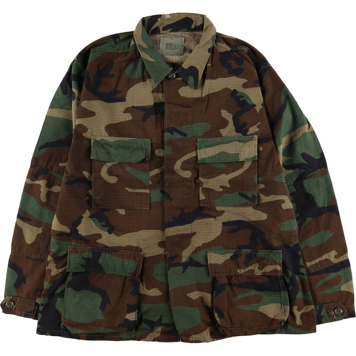 90'S US Military Genuine Camouflage Pattern Woodland Camo BDU Military Jacket Made in USA LARGE-REGULAR Men's L equivalent Vintage /eaa513605