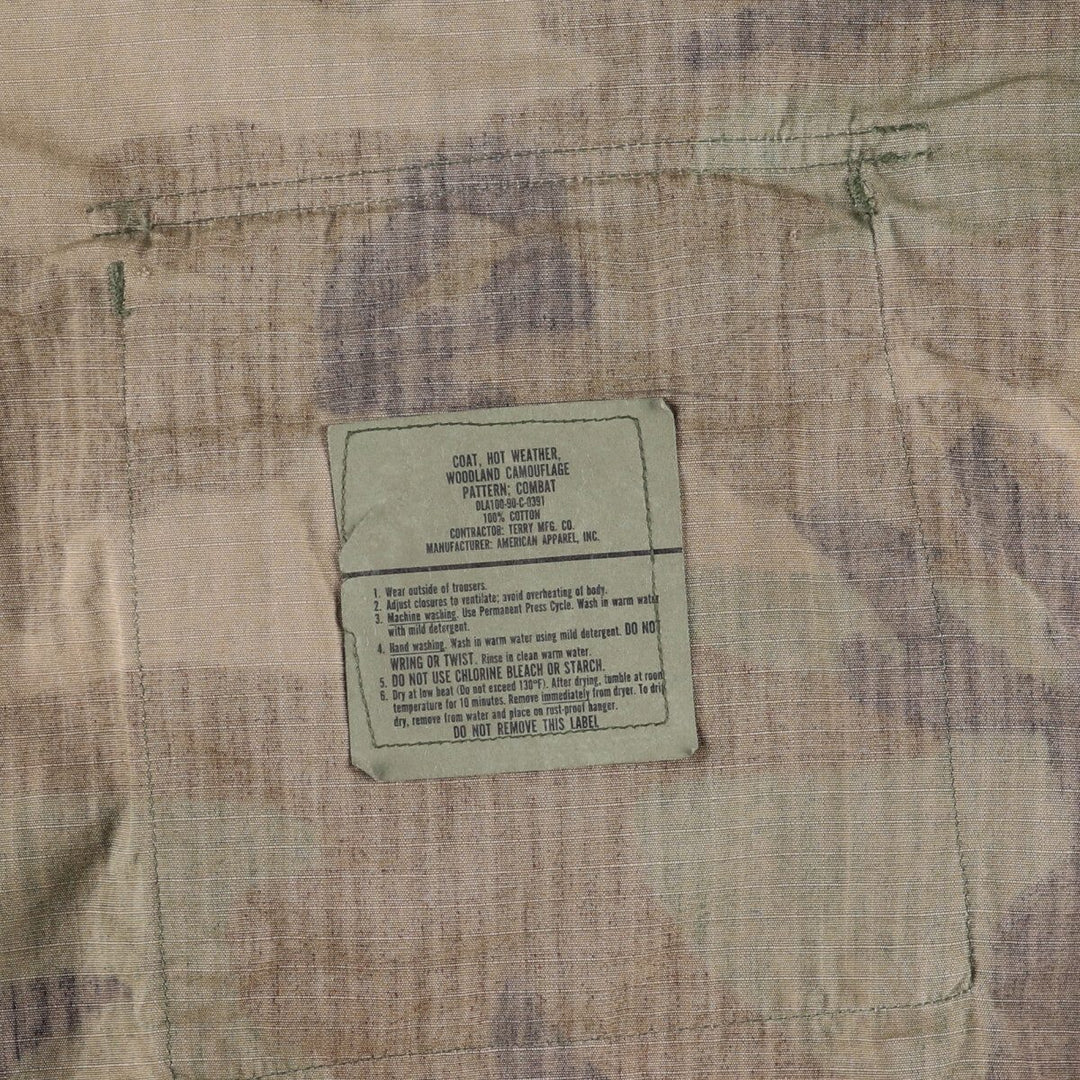 90'S US Military Genuine Camouflage Pattern Woodland Camo BDU Military Jacket Made in USA LARGE-REGULAR Men's L equivalent Vintage /eaa513605