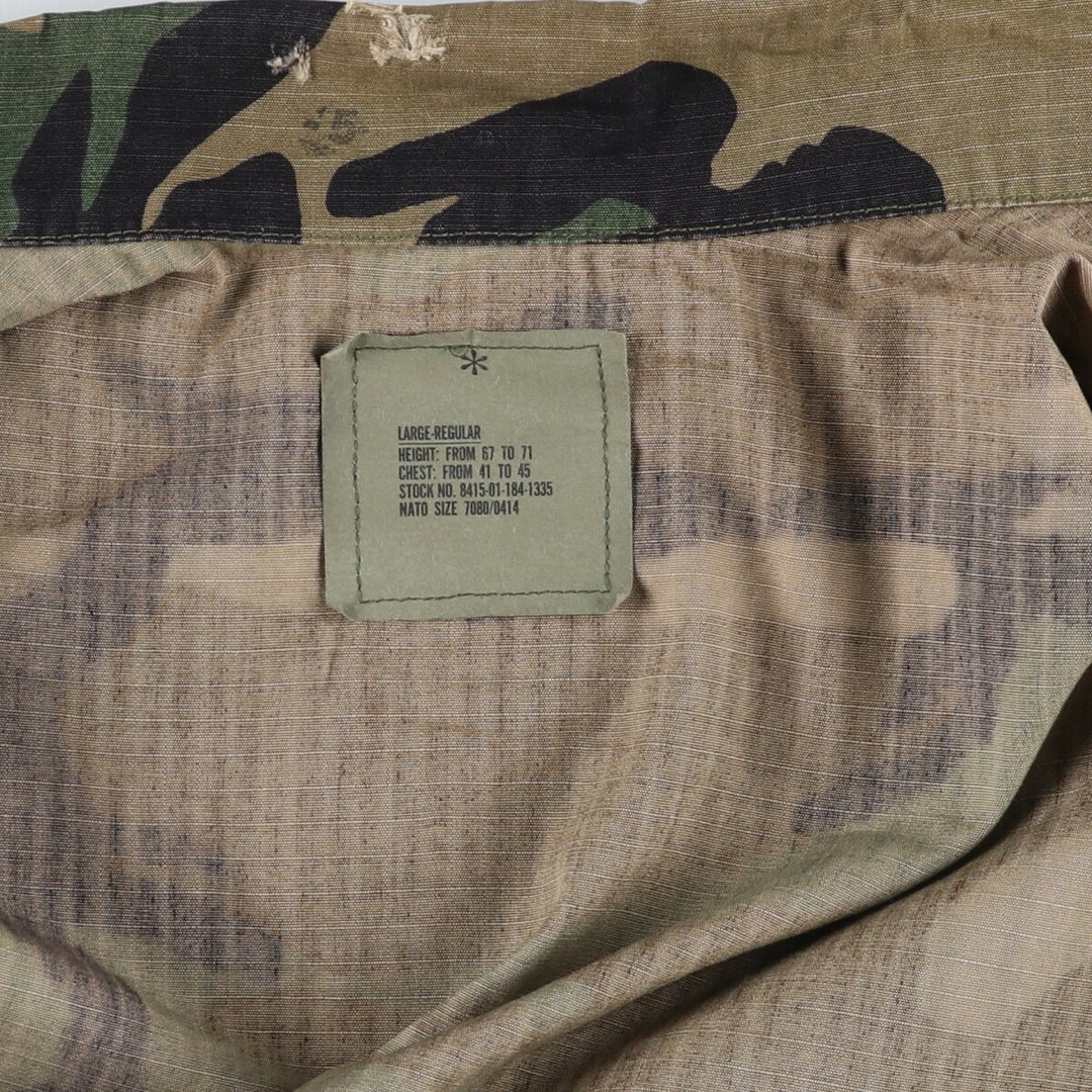 90'S US Military Genuine Camouflage Pattern Woodland Camo BDU Military Jacket Made in USA LARGE-REGULAR Men's L equivalent Vintage /eaa513605