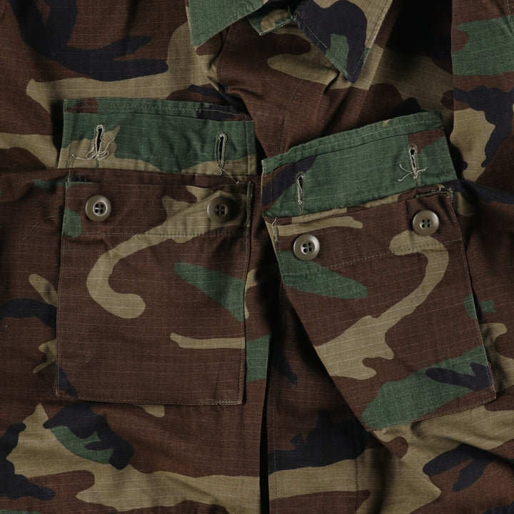 90'S US Military Genuine Camouflage Pattern Woodland Camo BDU Military Jacket Made in USA LARGE-REGULAR Men's L equivalent Vintage /eaa513605