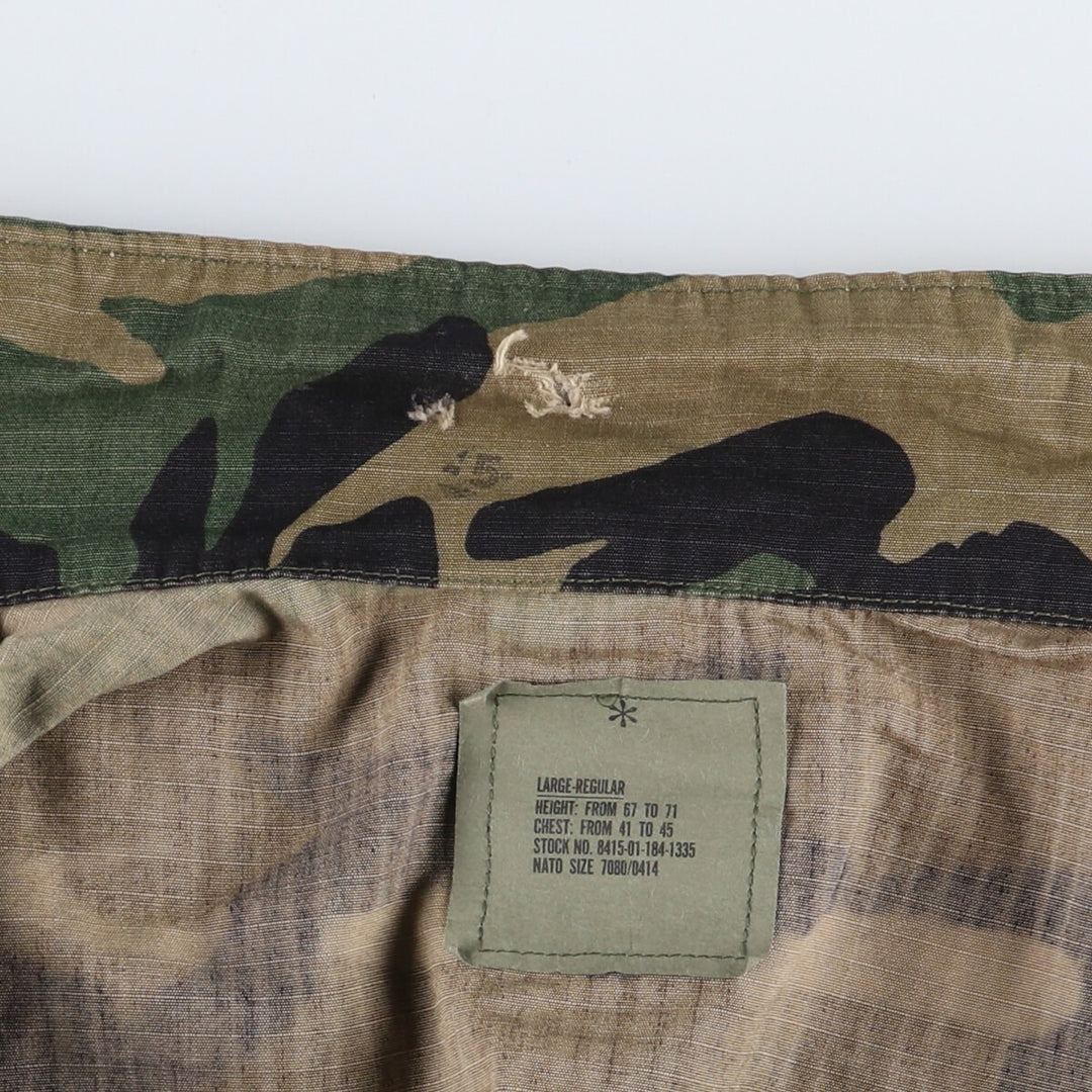 90'S US Military Genuine Camouflage Pattern Woodland Camo BDU Military Jacket Made in USA LARGE-REGULAR Men's L equivalent Vintage /eaa513605
