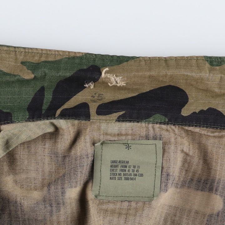 90'S US Military Genuine Camouflage Pattern Woodland Camo BDU Military Jacket Made in USA LARGE-REGULAR Men's L equivalent Vintage /eaa513605