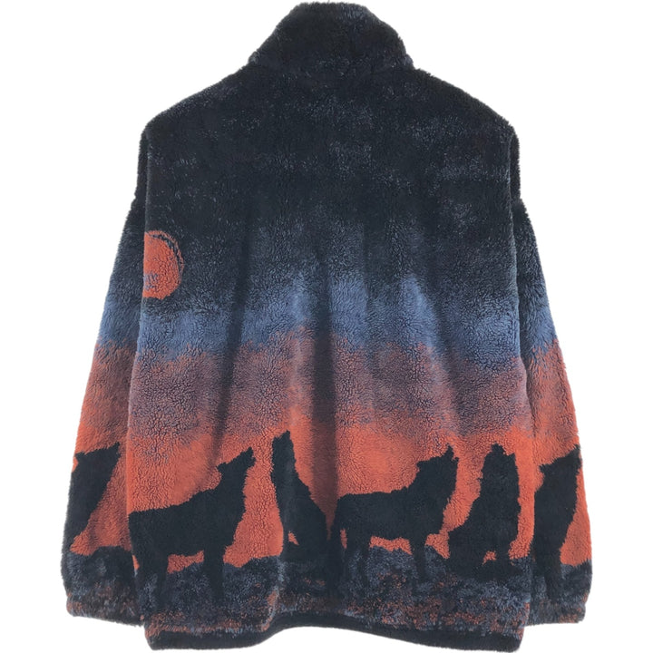 90'S MAZMANIA Wolf Pattern Fleece Jacket Made in USA Men's M Size Vintage /eaa513714