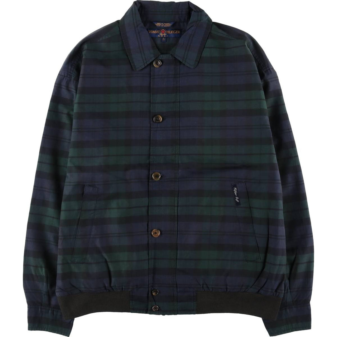 00'S Tommy Hilfiger GOLF Check Pattern Collared Cotton x Nylon Blouson Men's Size L / eaa513859