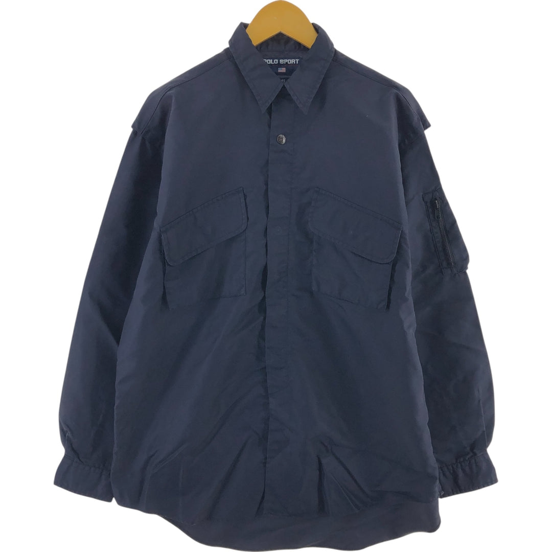 Vintage 1990'S Ralph Lauren Polo Sport Pilot nylon jacket, size L, men's Nylon navy blue type Vintage Second Hand