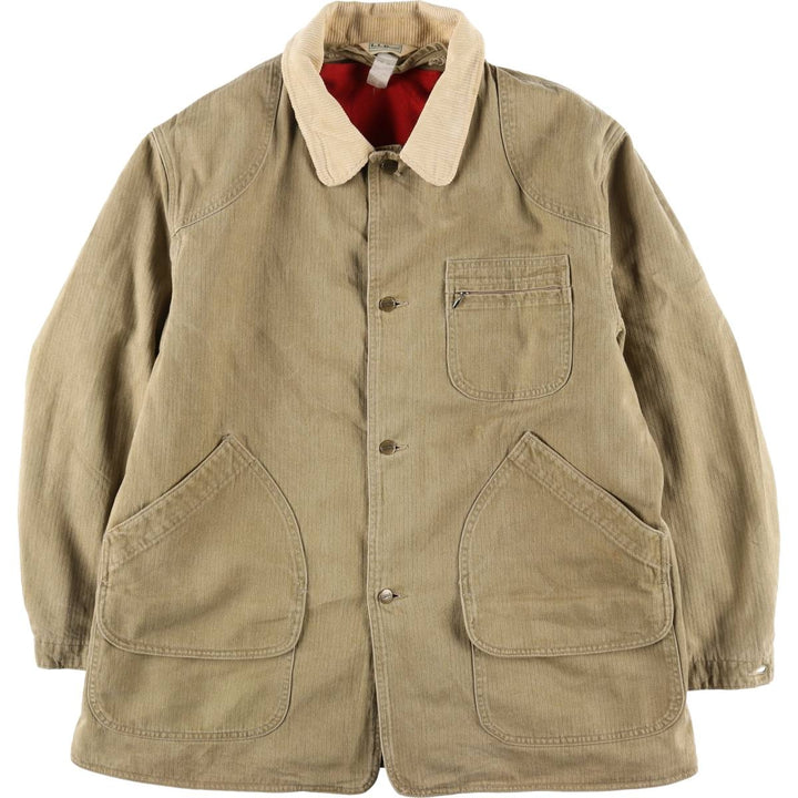 70s~80'S LLBean Herringbone Hunting Jacket with attached liner Made in USA Men's XXL /eaa514075