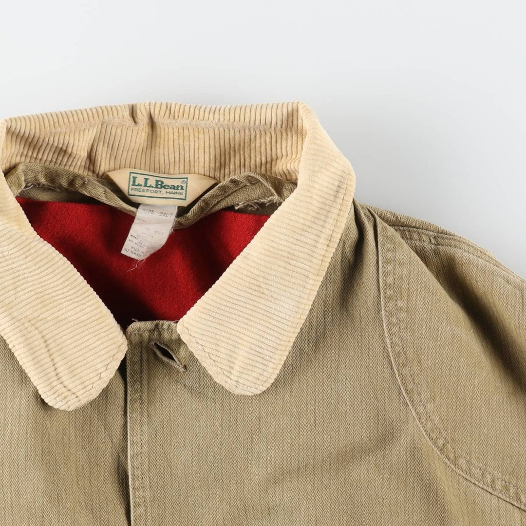 70s~80'S LLBean Herringbone Hunting Jacket with attached liner Made in USA Men's XXL /eaa514075