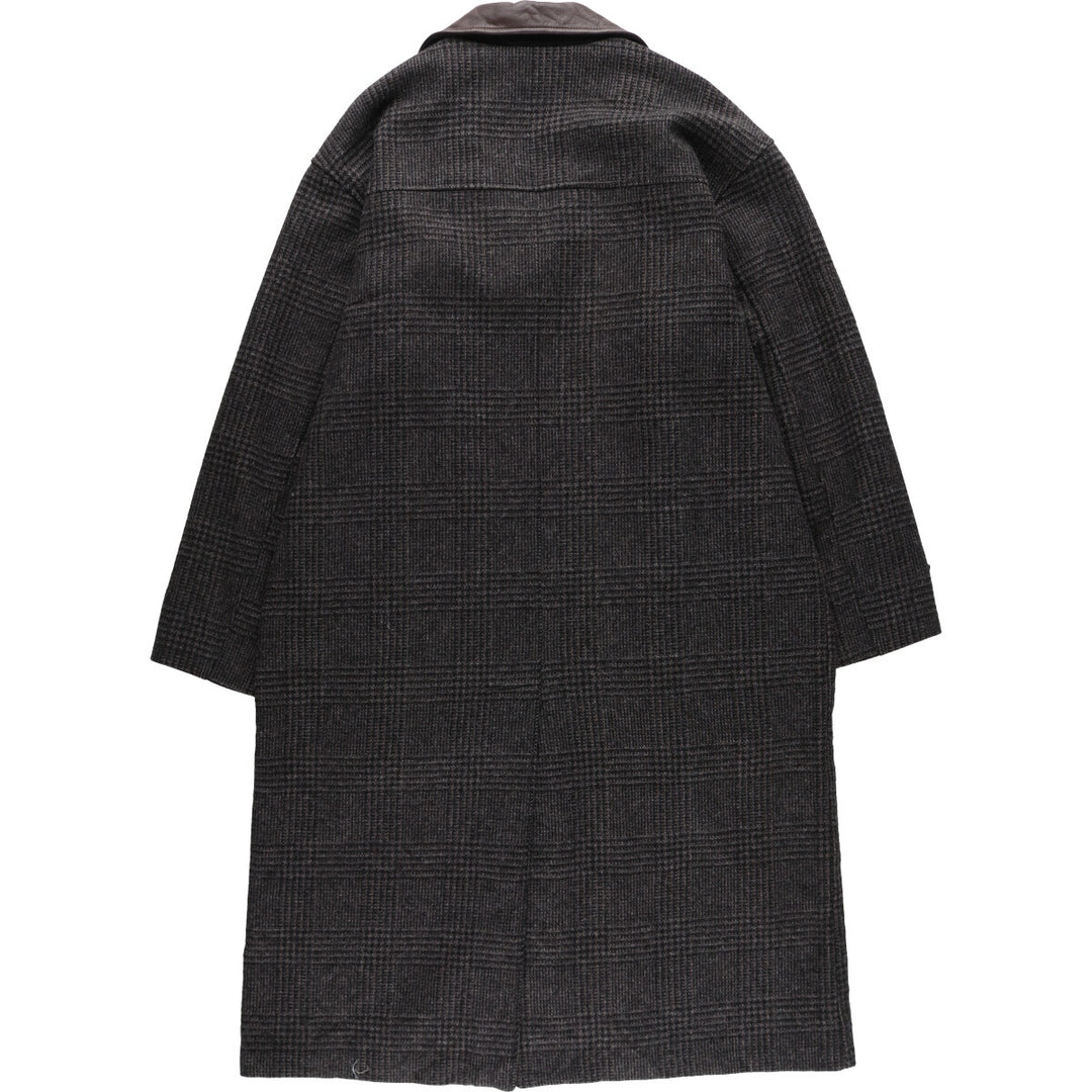 Eddie Bauer Check Pattern Wool Long Coat Made in USA Men's L size / eaa514106