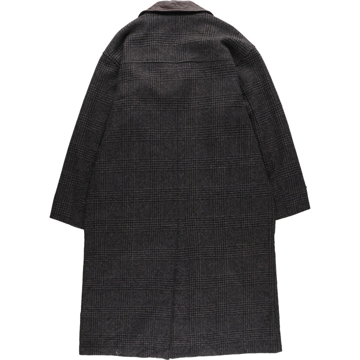 Eddie Bauer Check Pattern Wool Long Coat Made in USA Men's L size / eaa514106