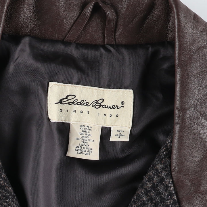 Eddie Bauer Check Pattern Wool Long Coat Made in USA Men's L size / eaa514106