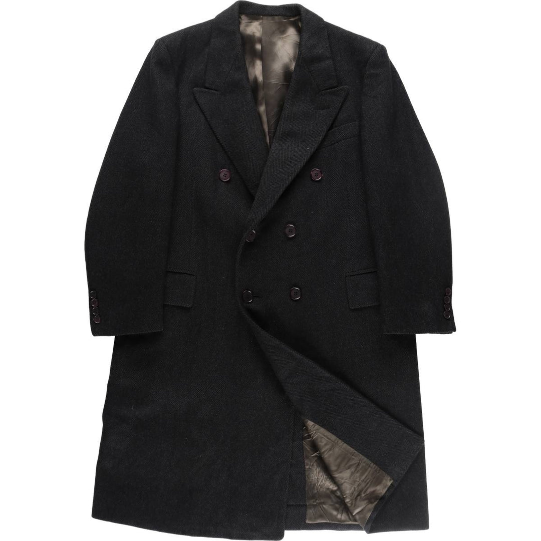 Ermenegildo Zegna Peaked lapel double-breasted herringbone Chester coat, men's size M / eaa514149