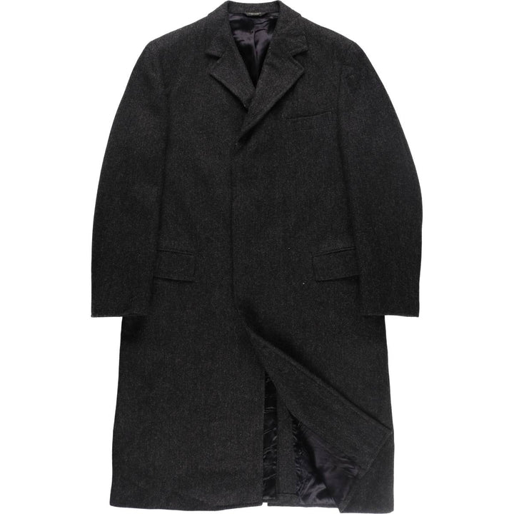 Herringbone wool Chester coat made in USA, men's size L /eaa514151