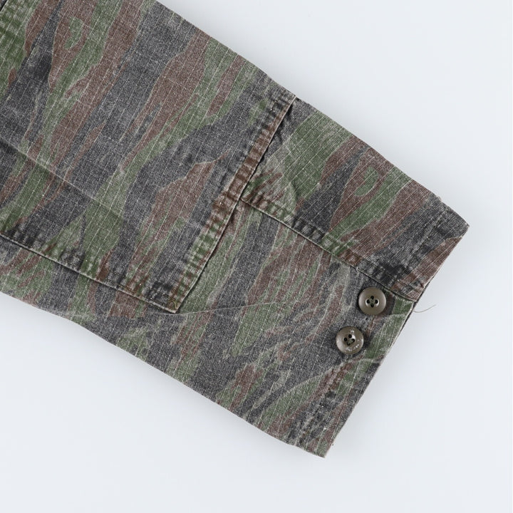 Civilian Camouflage Pattern Tiger Stripe Camo Ripstop BDU Military Jacket Made in USA Men's L size /eaa514212