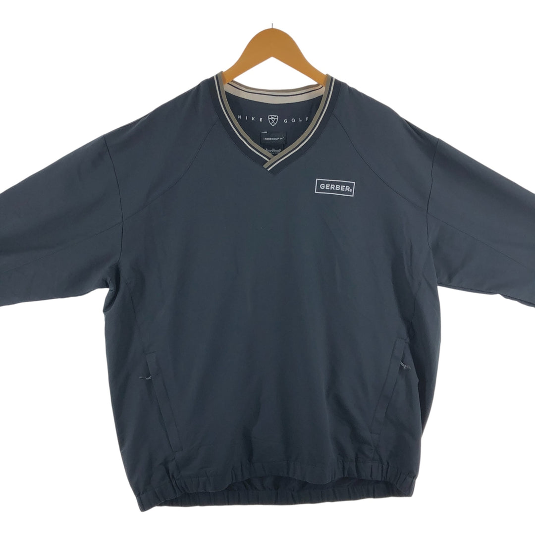 90s~00'S Nike Golf V-neck warm-up pullover, men's XL size polyester black type Vintage Second Hand