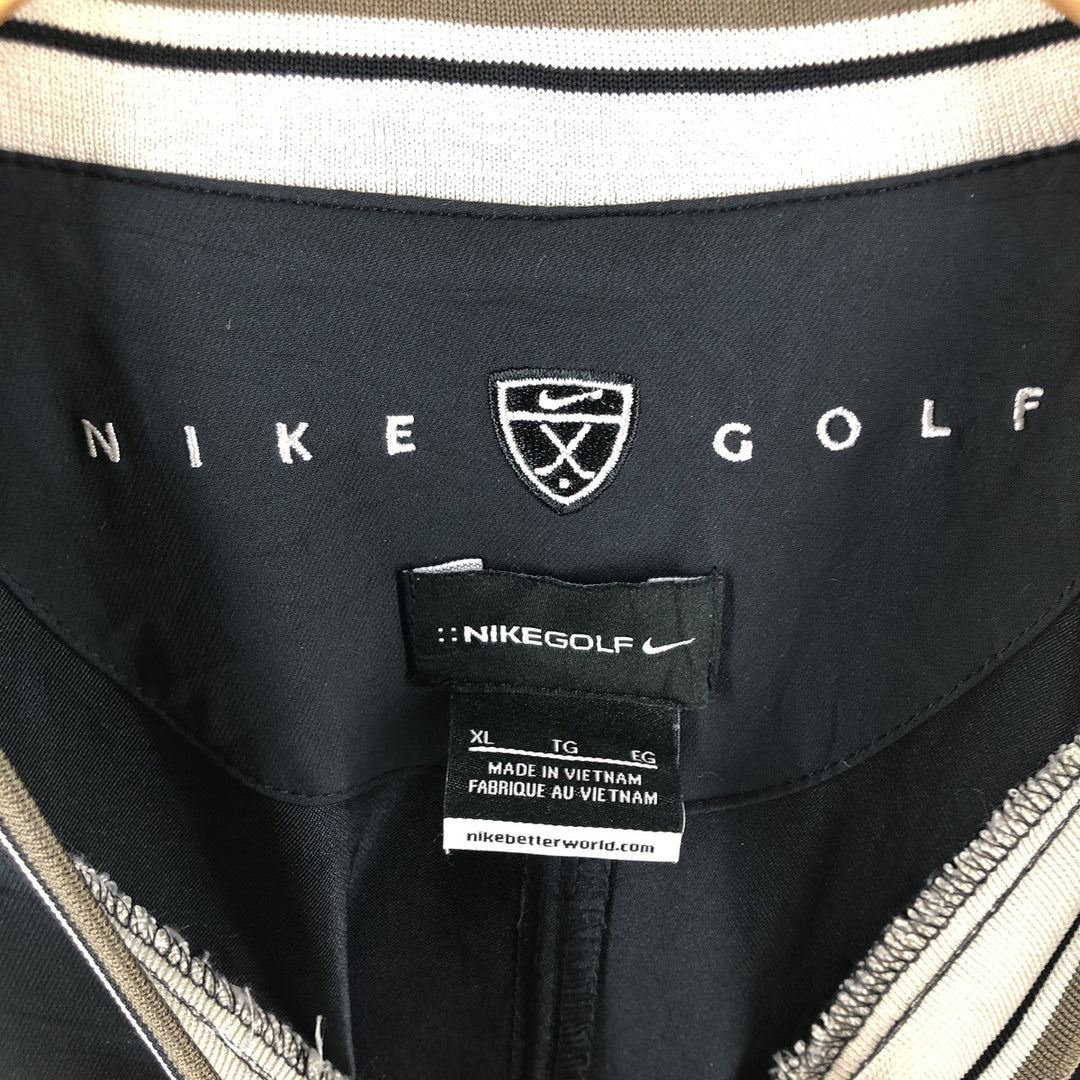 90s~00'S Nike Golf V-neck warm-up pullover, men's XL size polyester black type Vintage Second Hand
