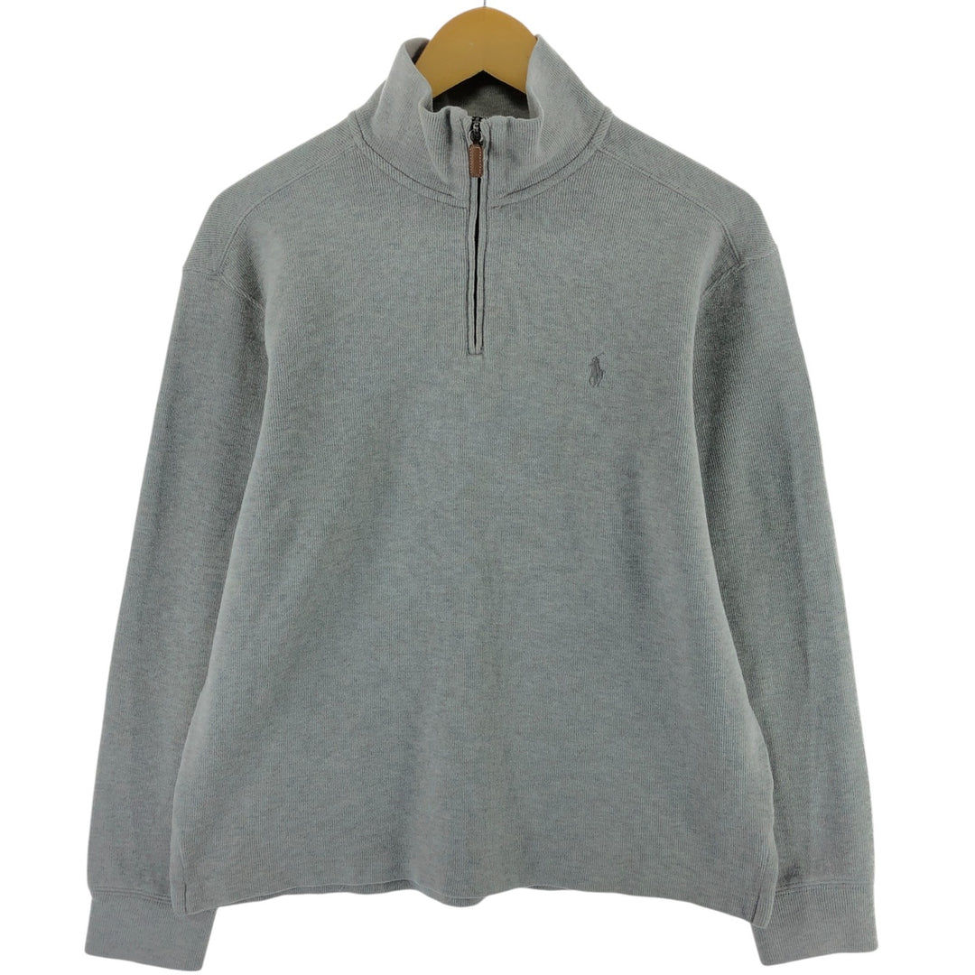 Ralph Lauren POLO by Ralph Lauren Half-Zip Sweatshirt, Men's M cotton gray type Vintage Second Hand