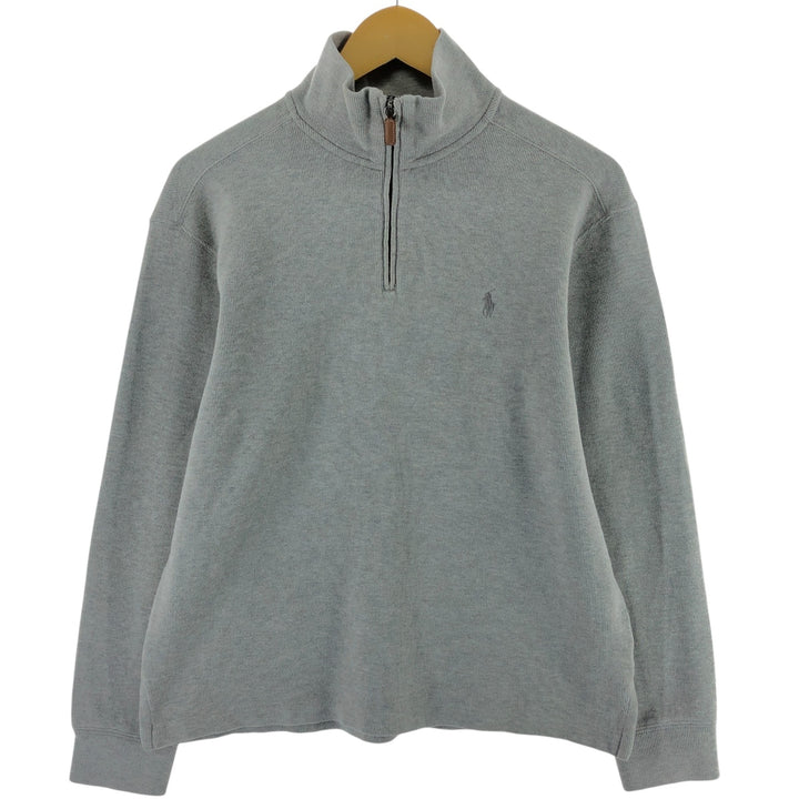 Ralph Lauren POLO by Ralph Lauren Half-Zip Sweatshirt, Men's M cotton gray type Vintage Second Hand