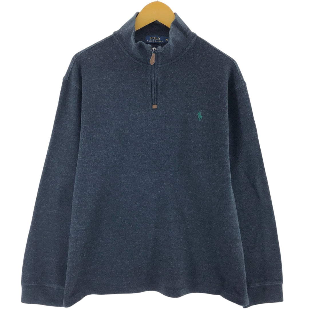 Ralph Lauren POLO RALPH LAUREN Half-Zip Sweatshirt, Men's XL cotton black type Vintage Second Hand