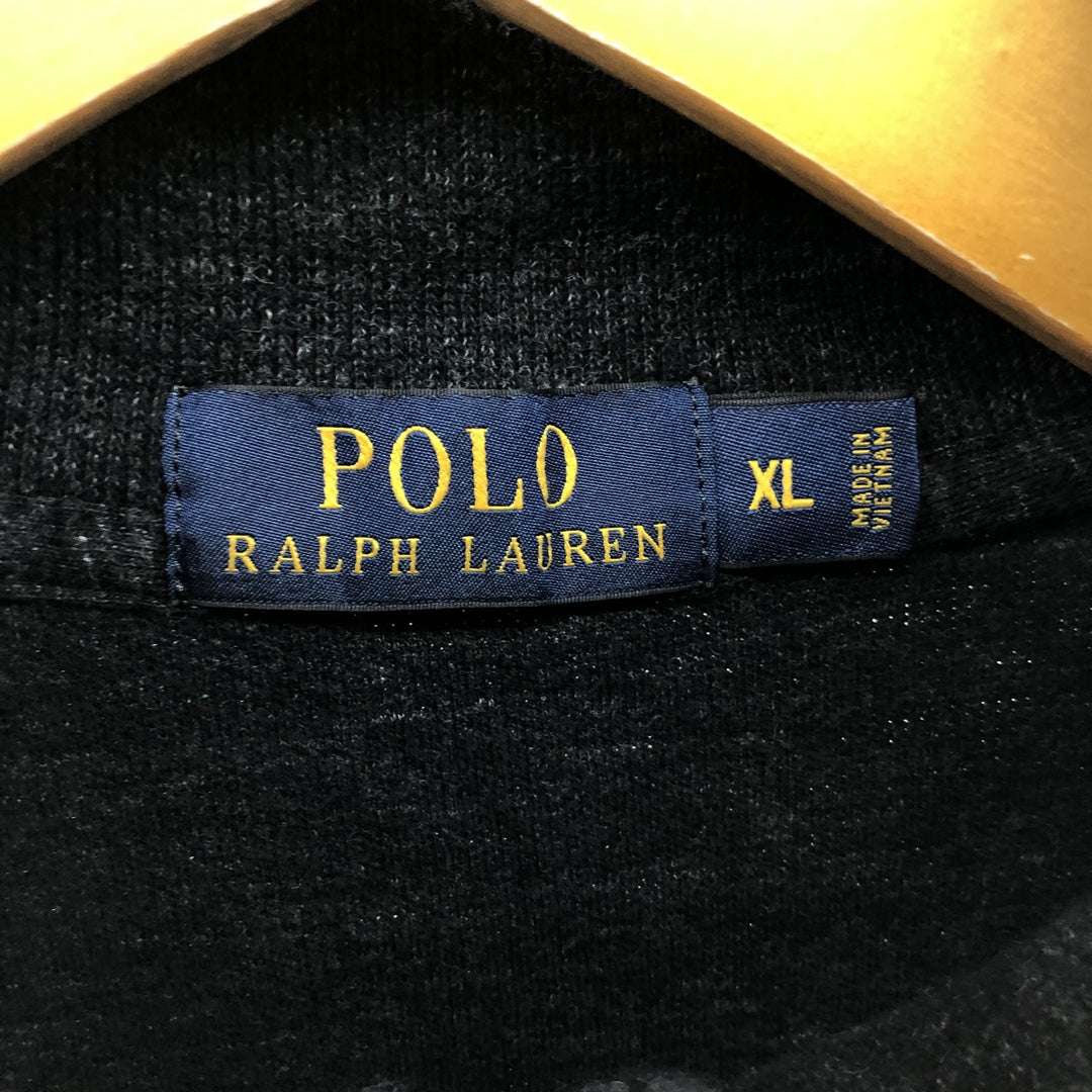 Ralph Lauren POLO RALPH LAUREN Half-Zip Sweatshirt, Men's XL cotton black type Vintage Second Hand