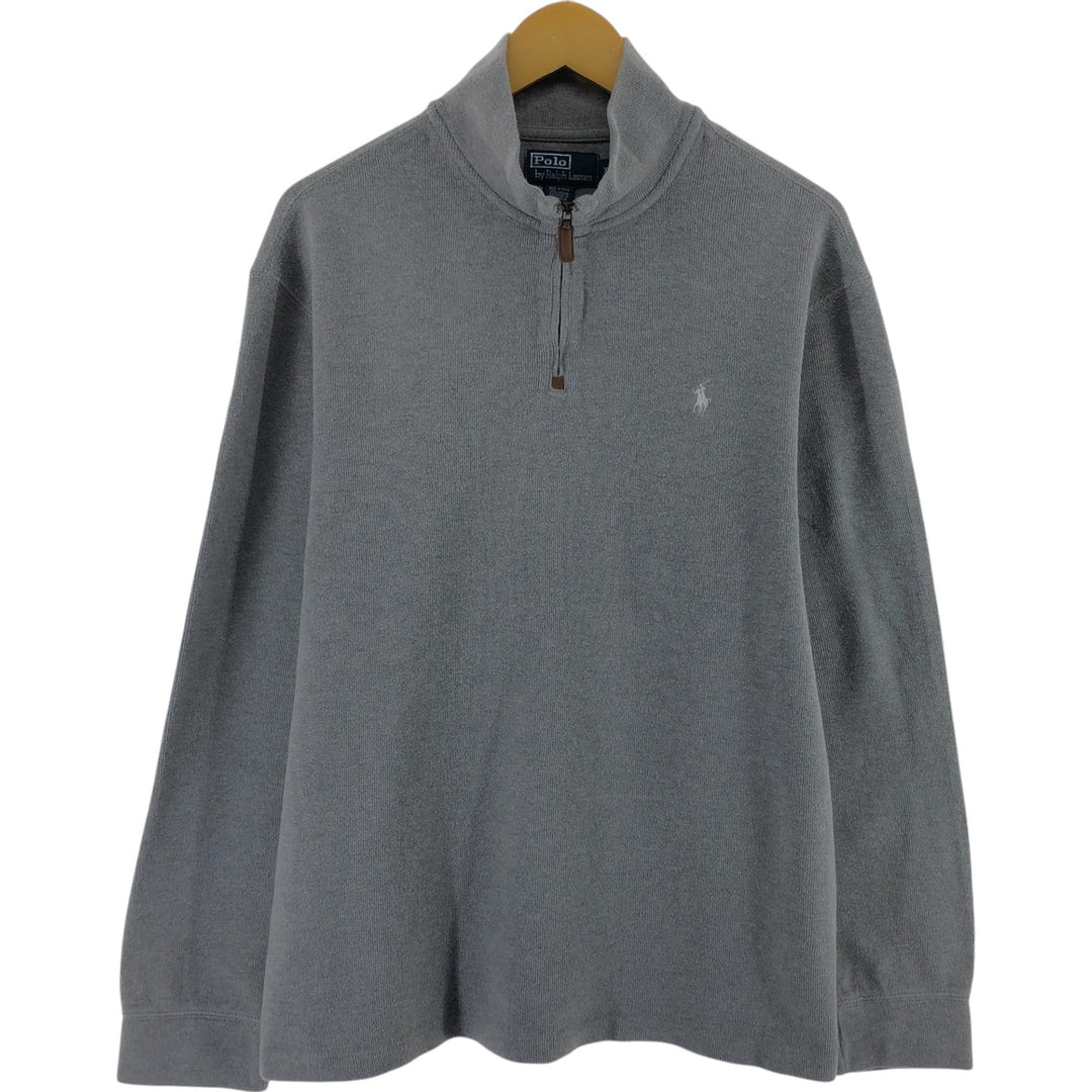 Ralph Lauren POLO by Ralph Lauren Half-Zip Sweatshirt, Men's XL cotton gray type Vintage Second Hand